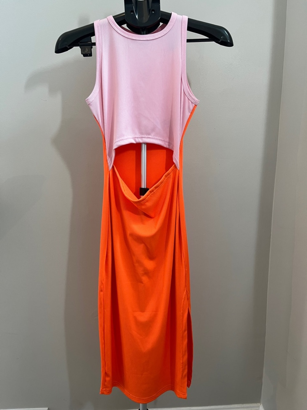 Pink and Orange Cutout Midi Dress - Size Small NWOT